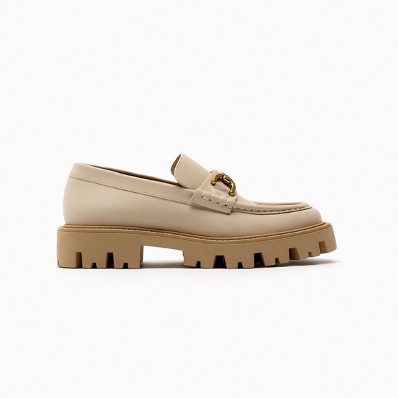 Zara Buckle Leather Loafers - Picture 1 of 6